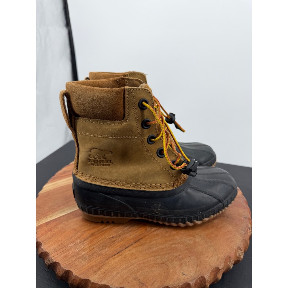 Sorel Cheyanne II Duck Boot Kids Size 3 Brown Waterproof Leather NY3961-286
